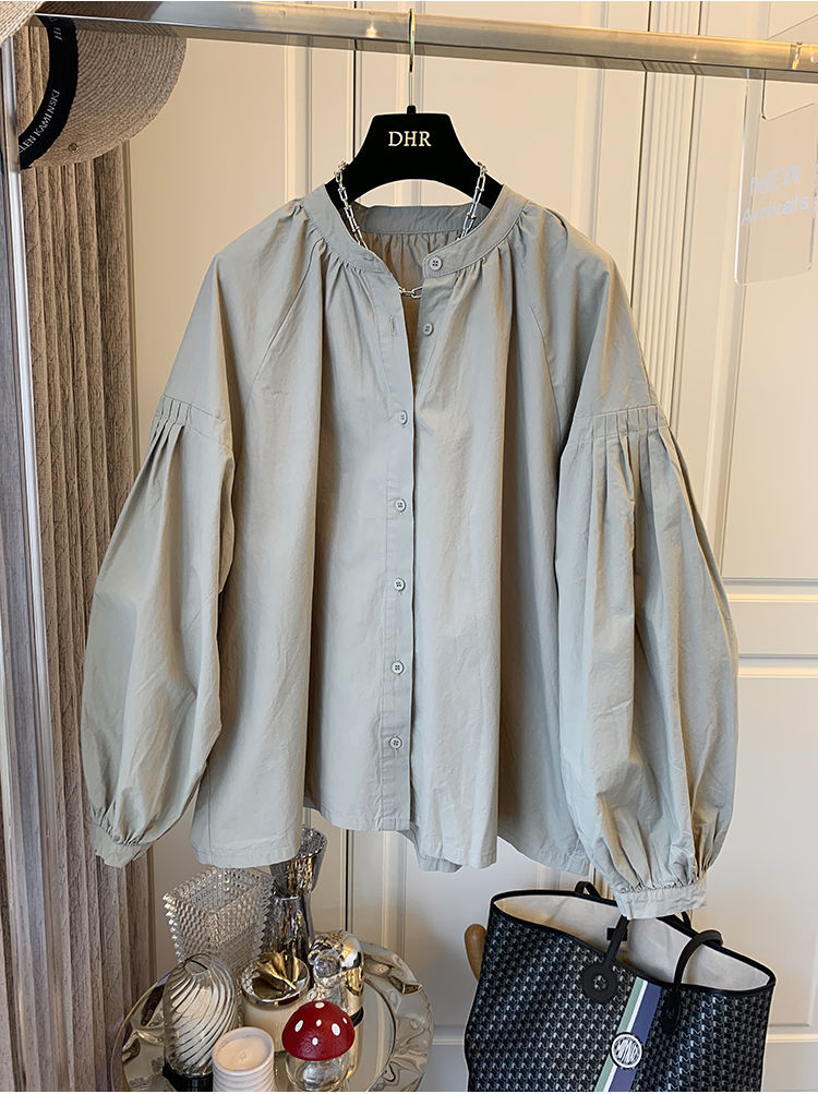 Spring Autumn Nw Womn's Clothing Rtro Frnch Styl Ruchd Puff Slv Loos Shirt Top For Womn Chic And Uniqu_ecoleips.com