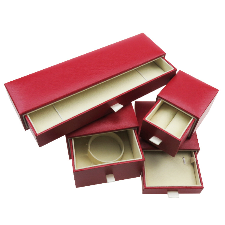 抽屉首饰盒充皮纸戒指吊坠手镯长链展示包装首饰纸盒套装礼盒珠宝