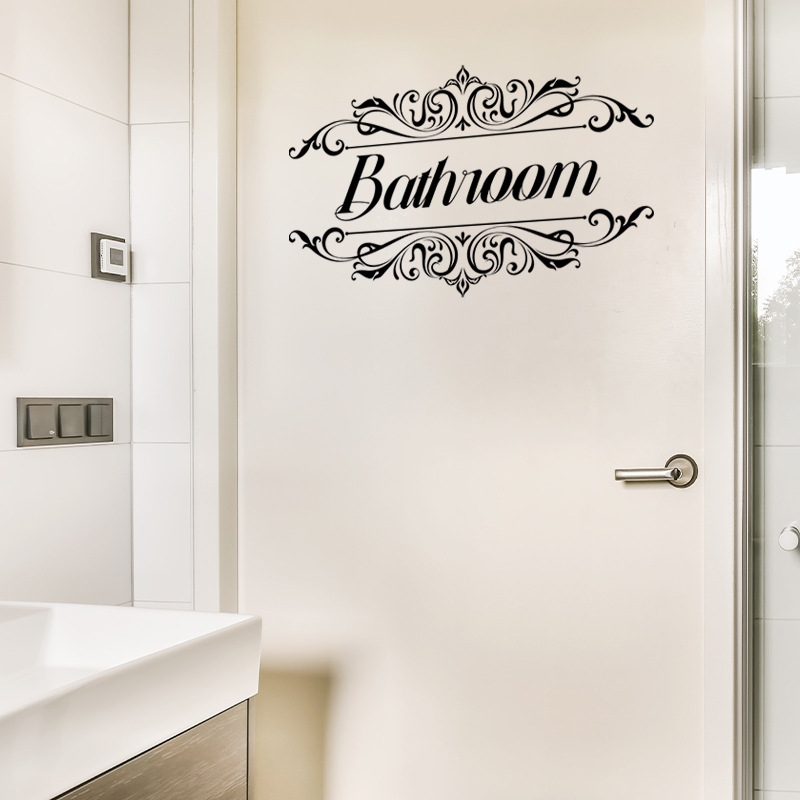 Cross-border wholesale creative toilet English logo Bathrom door stickers bathroom decoration self-adhesive wall stickers