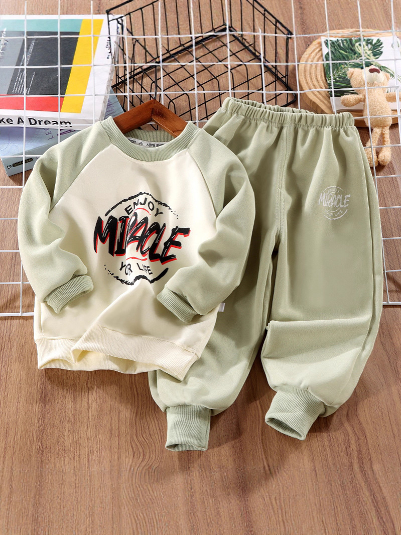 Children's Spring and Autumn Outfits, Boys' Stylish Autumn and Winter Clothing, Boys' Autumn Sweatshirt Two-Piece Set, Toddler Baby Clothes Wholesale