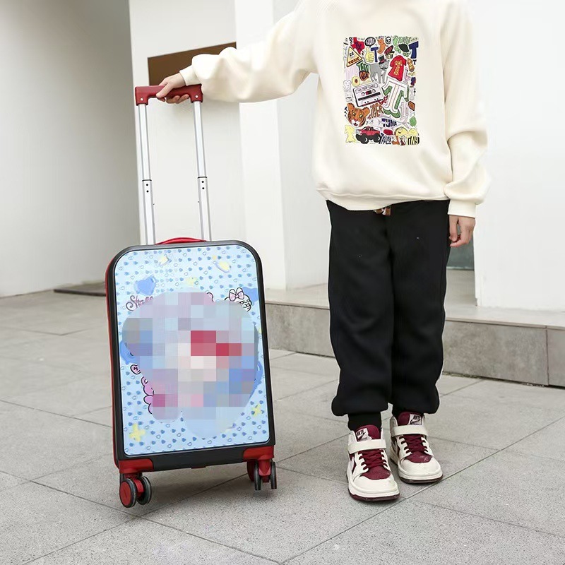Fábrica al por mayor nuevo 20 pulgadas 3D imprimible maleta infantil silenciosa rueda universal caja de dibujos animados para niños