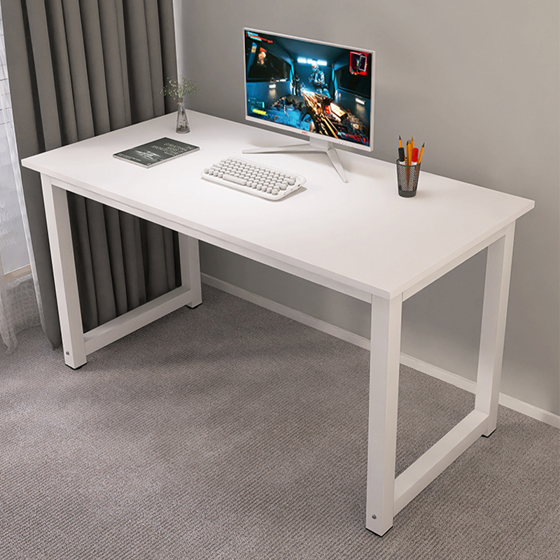 Simple White Computer Desk, Home-Use Desk for Streamers, Live Broadcast Office Desk, Simple Rectangular Long Table Workstation