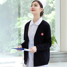 韩版外套护士针织衫加厚医院棉衣外搭加绒保暖毛衣开衫秋冬空姐服