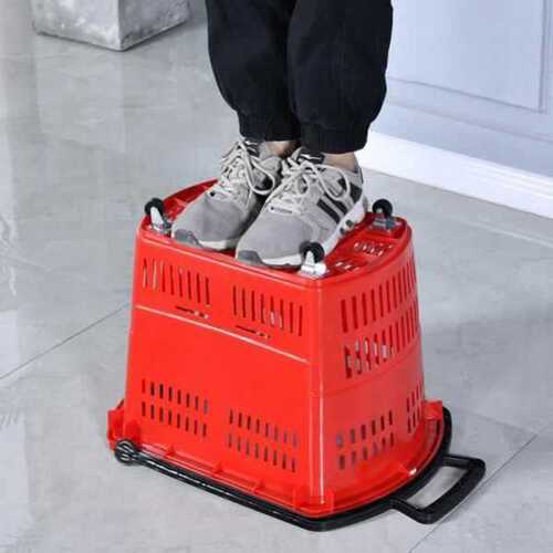 Supermarket shopping basket shopping cart trolley plastic shopping box hand trolley small trailer shopping portable shopping basket with wheels