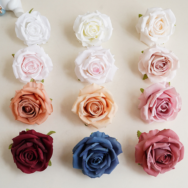 Simulation silk cloth Dorr rose flower head wholesale wedding arrangement flower material diy flower wall gift box making fake flower head
