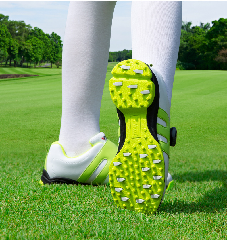 Giày golf trẻ em PGM thoáng khí chống trượt, dây giày xoay nút, đế EVA nhẹ — XZ099 bột trắng B, XZ099 Trắng Xanh lục huỳnh quang chi tiết 10