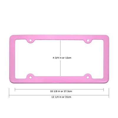 Cross-Border Temu Amazon Pink Aluminum Alloy License Plate Frame American Standard License Plate Frame Canadian License Plate Frame Frame (License plate holder/license plate holder) - pink-1-pack