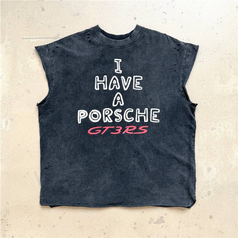 I Have a Porsche Gt3Rs, Do You? Limited Edition Washed and Distressed Sleeveless Tank Top T-Shirt for Men and Women