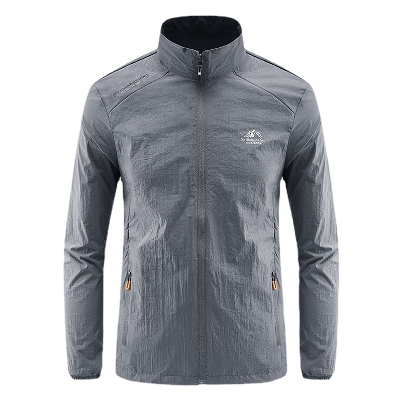 Summer Ice Silk Quick-drying Sun Protection Clothing Men's Stand Collar Casual Thin Jacket Outdoor Sports Breathable Men's Skin Clothing