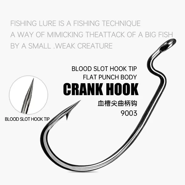 Micro 9003 Wide Belly Offset Hook with Three-Pointed Hook Tip, Offset Hook for Lure Fishing, Texas Rig, Soft Bait, Soft Worm Fishing Hook