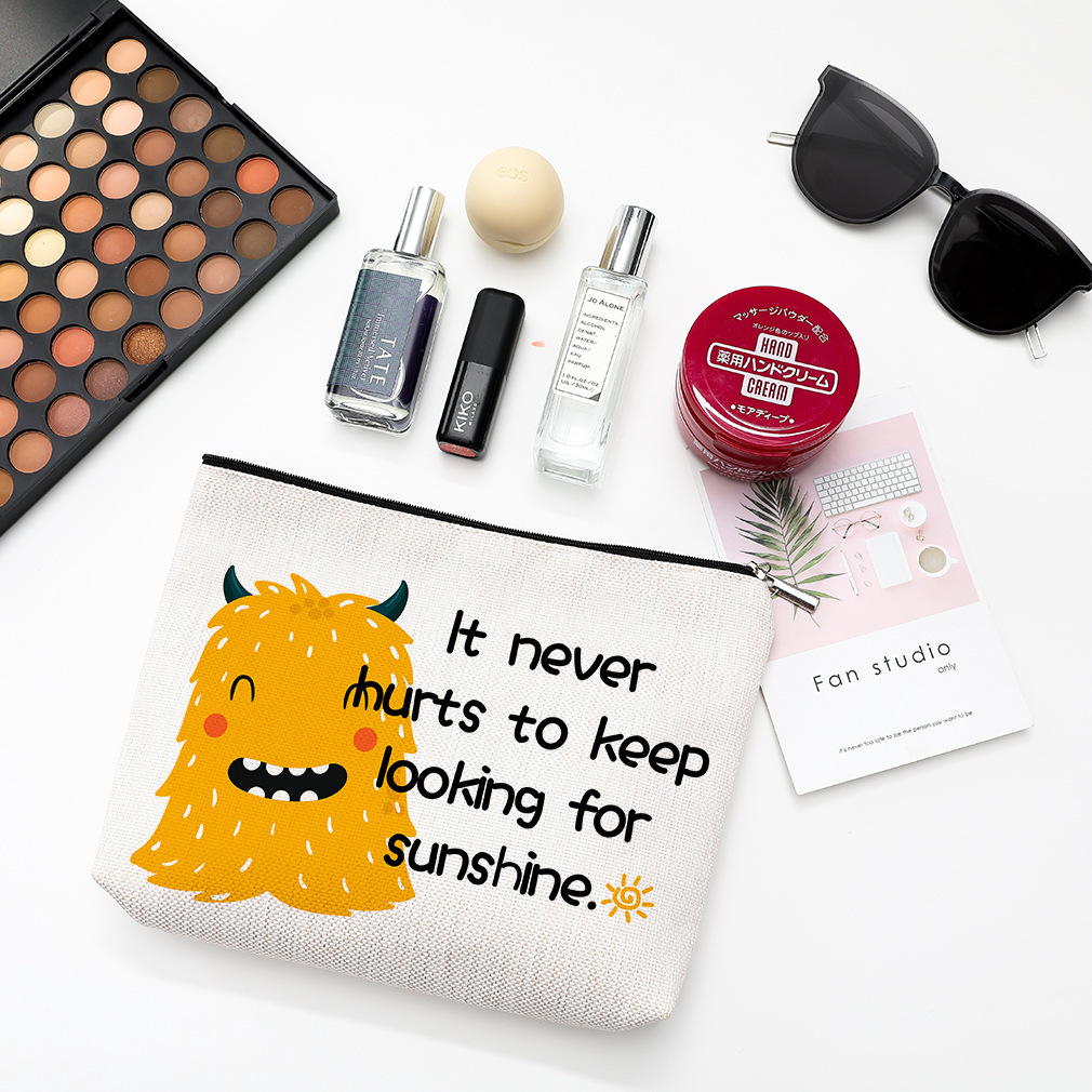 Bolsa de cosméticos simple, bolsa impermeable con cremallera de algodón y lino, bolsa de almacenamiento para cosméticos y joyas, bolsa de almacenamiento para artículos de tocador, joyas