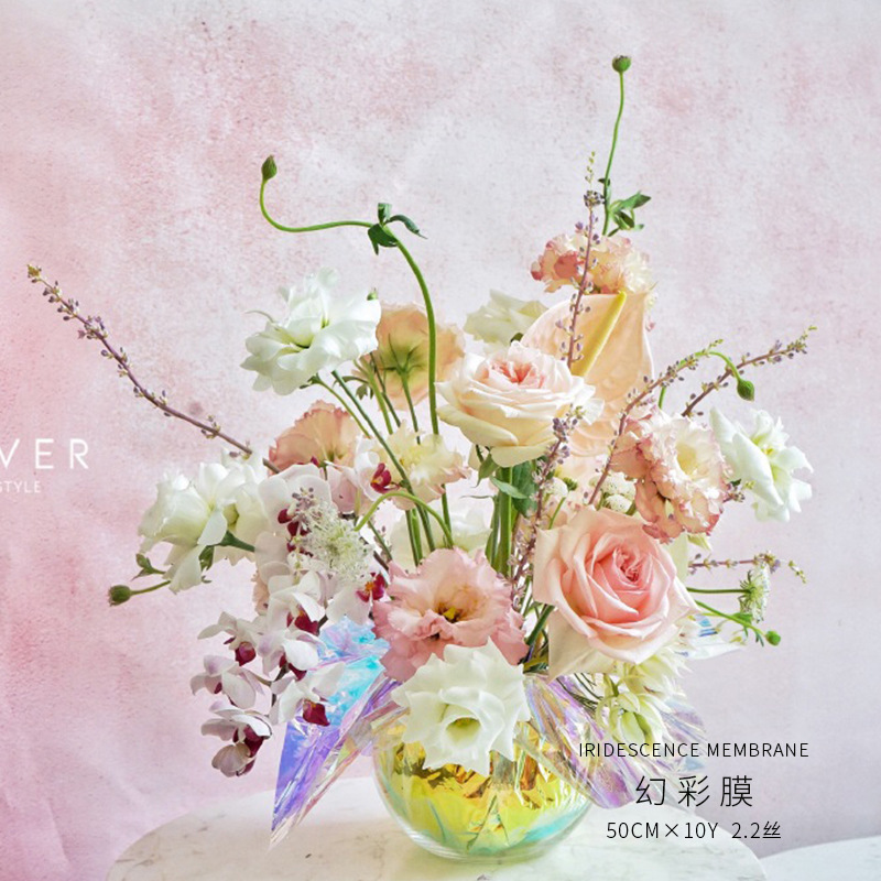 Ramo de flores película de color mágico Nuevo estilo colorido película Apple envolver papel DIY regalo forro decorativo papel flor Tienda materiales