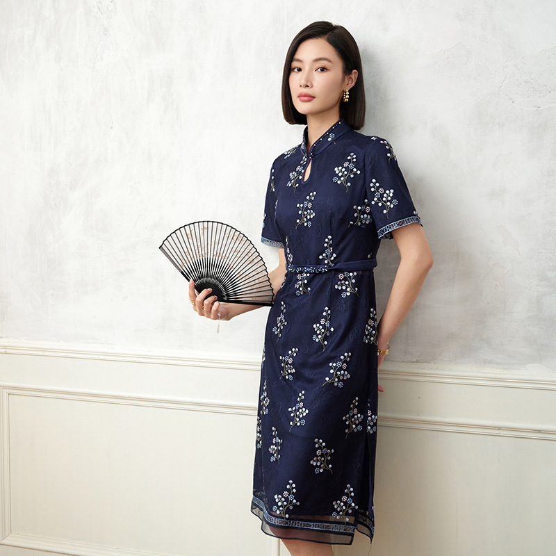2024 New Lace Embroidered Dress Summer New Occasion Wear Elegant Cheongsam Style 2024 New Lace Embroidered Dress Summer New Occasion Wear Elegant Cheongsam Style