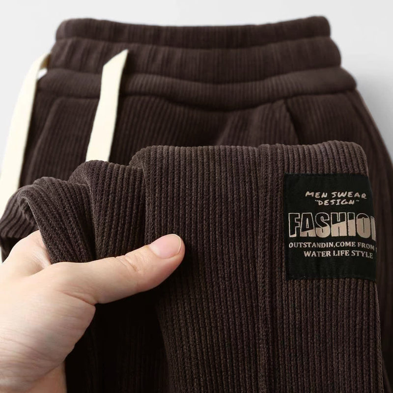 Corduroy Pants Men's Autumn and Winter fleece-lined-toe Sweat Pants Youth Loose All-match Thickened Casual Sports Pants Corduroy Pants Men's Autumn and Winter fleece-lined-toe Sweat Pants Youth Loose All-match Thickened Casual Sports Pants
