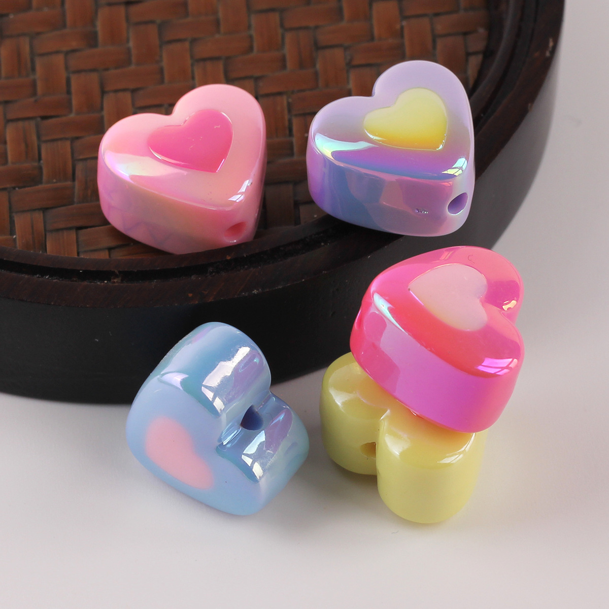 5g Weight Beads Jewelry Making Type DIY Ornament Accessories Classification 1 Piece Quantity Acrylic Material Heart Shape Pattern All Seasons Season Plating Design Simple Style Style 1 Piece Acrylic Heart Shape Beads DIY Ornament Accessories 2
