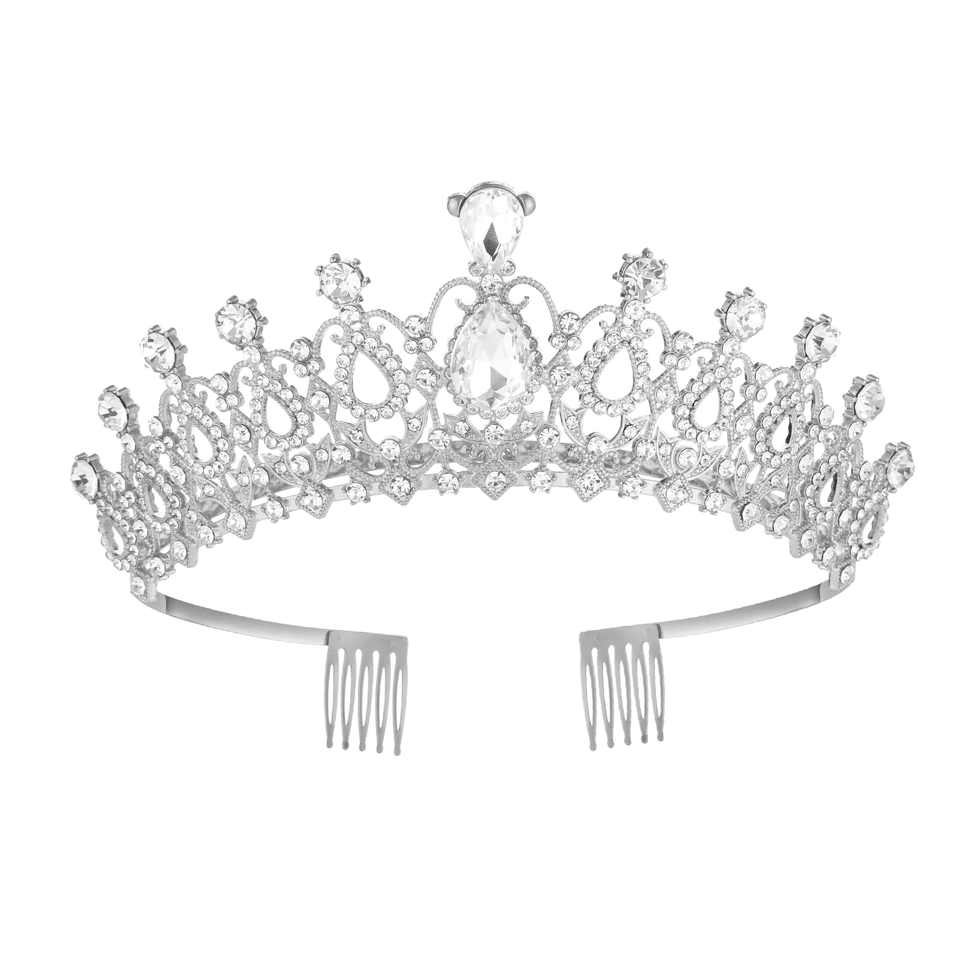 Femmes Dame Couronne Alliage Placage Incruster Pierres Précieuses Artificielles Couronne display picture 5