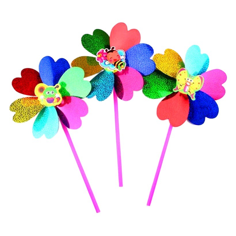 Single Layer Laser Sequin Small Windmill Outdoor Activities Stall Supply Children's Toys Kindergarten Gift Colorful Windmill