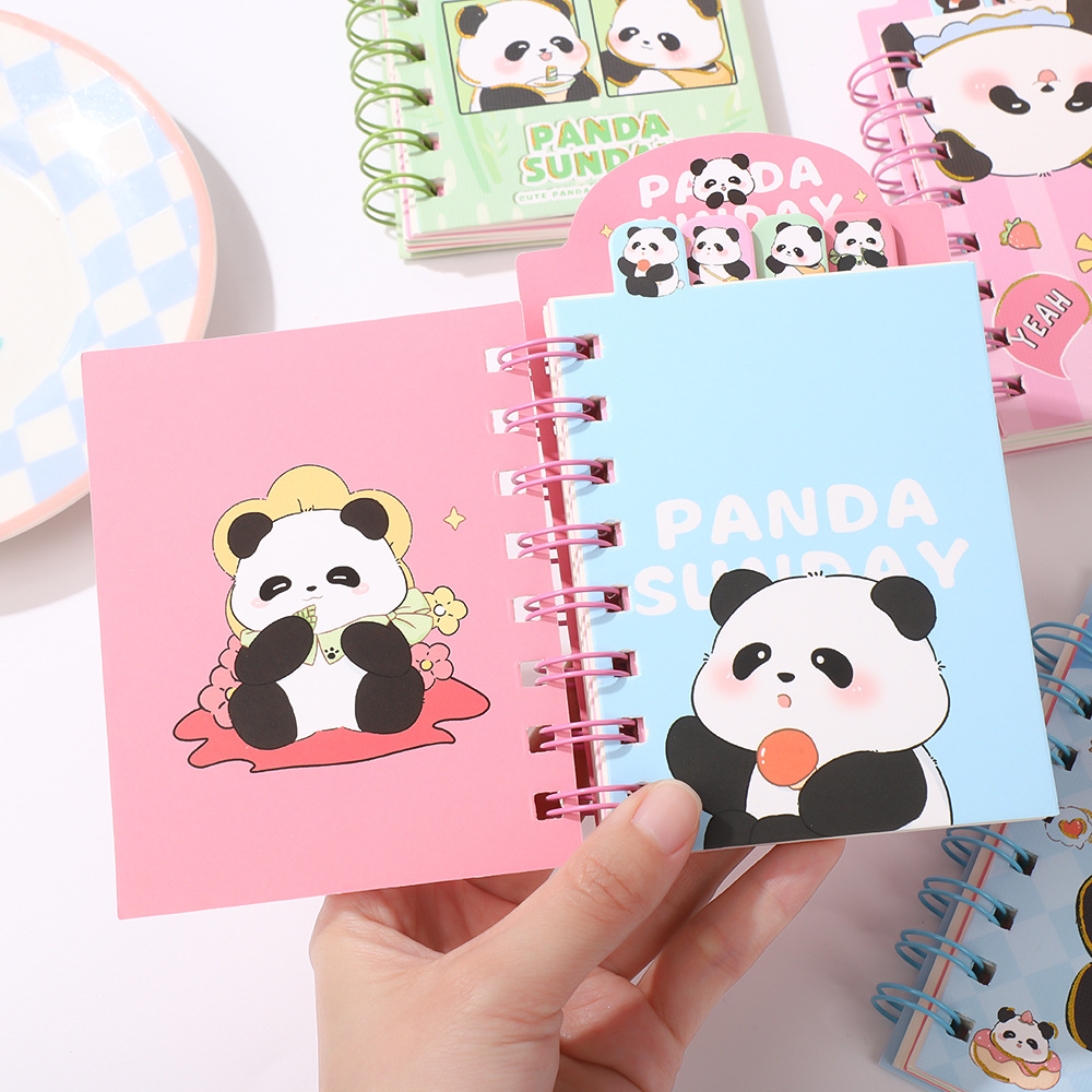 Cuaderno de dibujos animados panda cuadernos de tarjetas de auto-disciplina punzonando cuadernos de bolsillo convenientes cuadernos de papel de papel de papel de papel al por mayor image 3