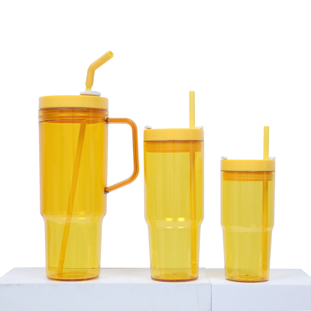 Taza de coche de comercio exterior transfronteriza de 40oz Taza de plástico gigante Juego de tres piezas con pajita Taza de agua de gran capacidad y alto valor