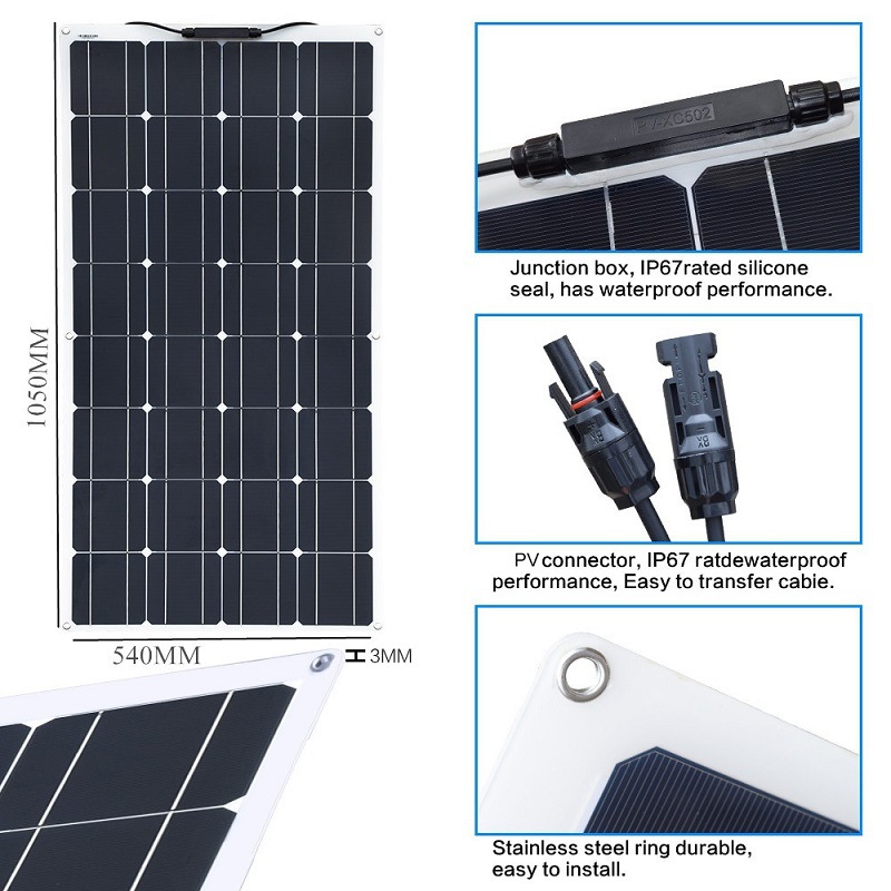 热销100W太阳能光伏板离网露营房车电池发电工作站 solar panel