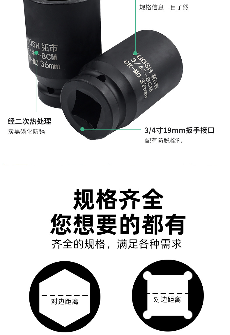 Головка ударная Tuoshi 3/4" 17мм