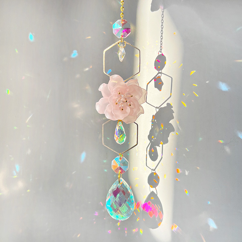 Simple Style Style Simple Style Flower Crystal Suncatcher Wind Chime Wall Art