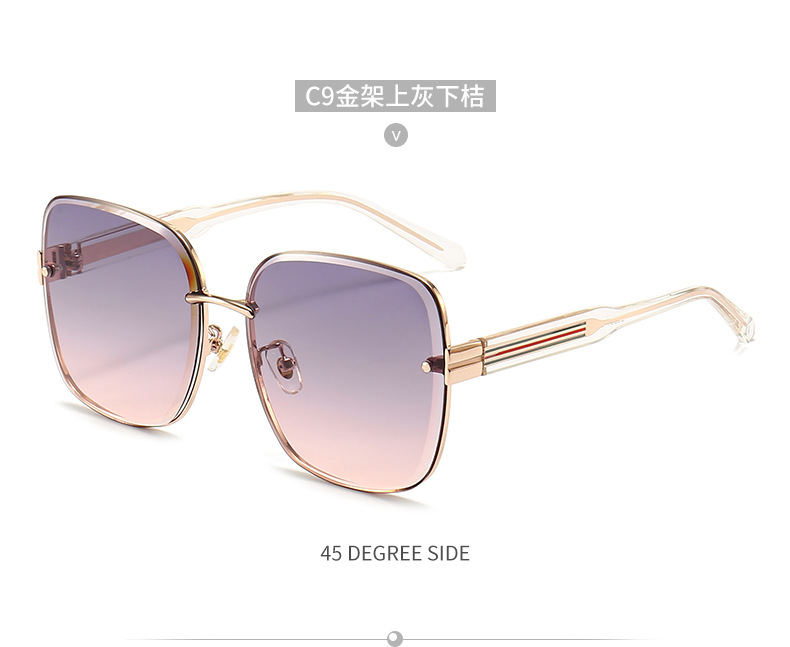 Nylon Polarized Sunglasses Women Uv Protection Frameless Diamond Cut Edge Sunglasses display picture 1