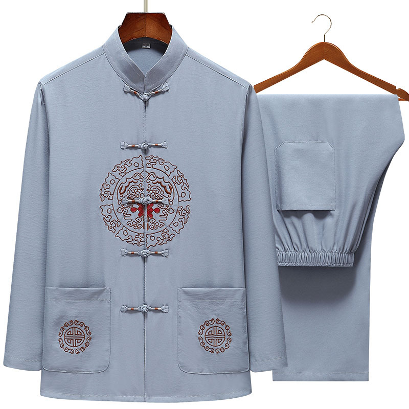 老人唐装男套装春秋中国风爷爷生日祝寿衣服中老年爸爸冬季套装