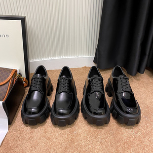 Size 33 Small Leather Shoes Genuine Leather Women's Height Increasing Casual Versatile Thick-Soled Platform Women's Shoes Lace-Up Flats Loafers Fashionable