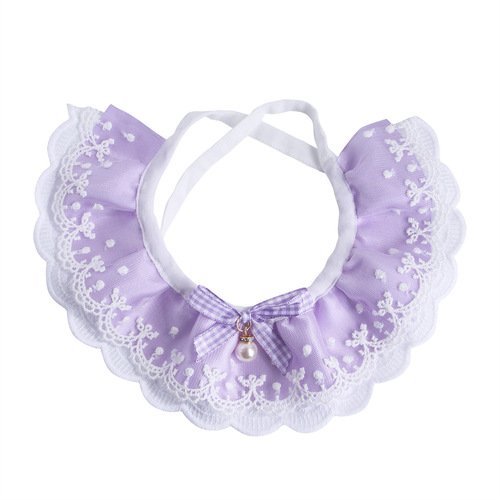T manufacturer fairy style pet lace scarf bib plaid flower cat collar dog necklace