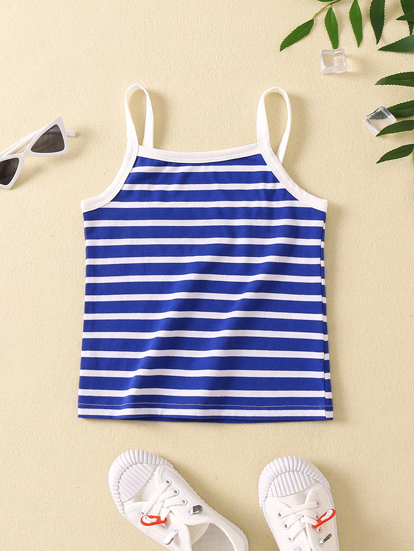 Camiseta sin mangas de algodón puro para niñas de Amazon, camisola versátil a rayas de verano, chaleco para niños, ropa infantil en stock al por mayor