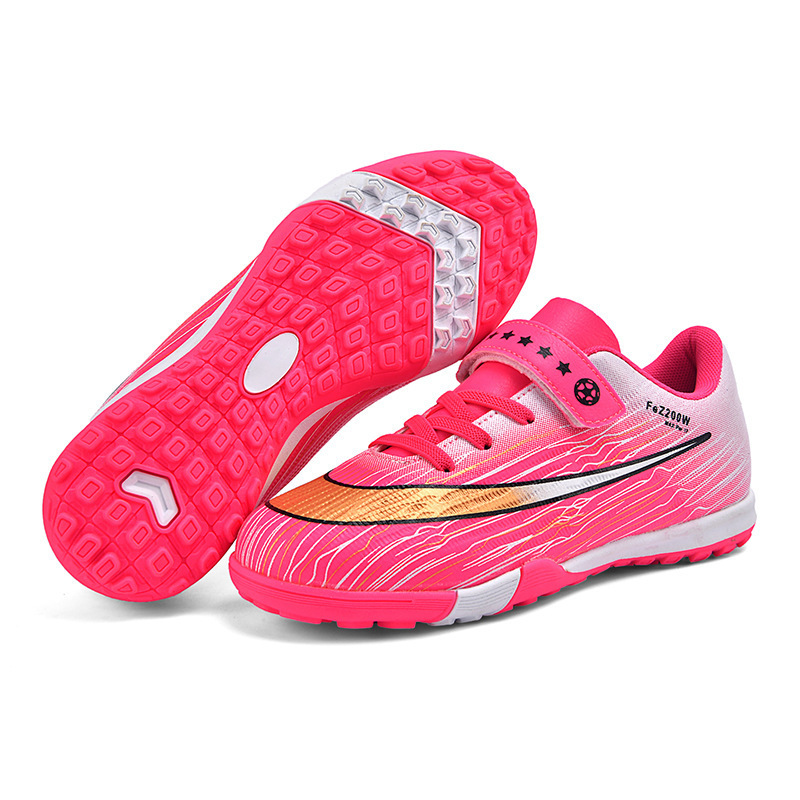 Zapatillas de Fútbol TF para Niños de Caucho Ligeras con Cierre Adhesivo para Césped Escolar