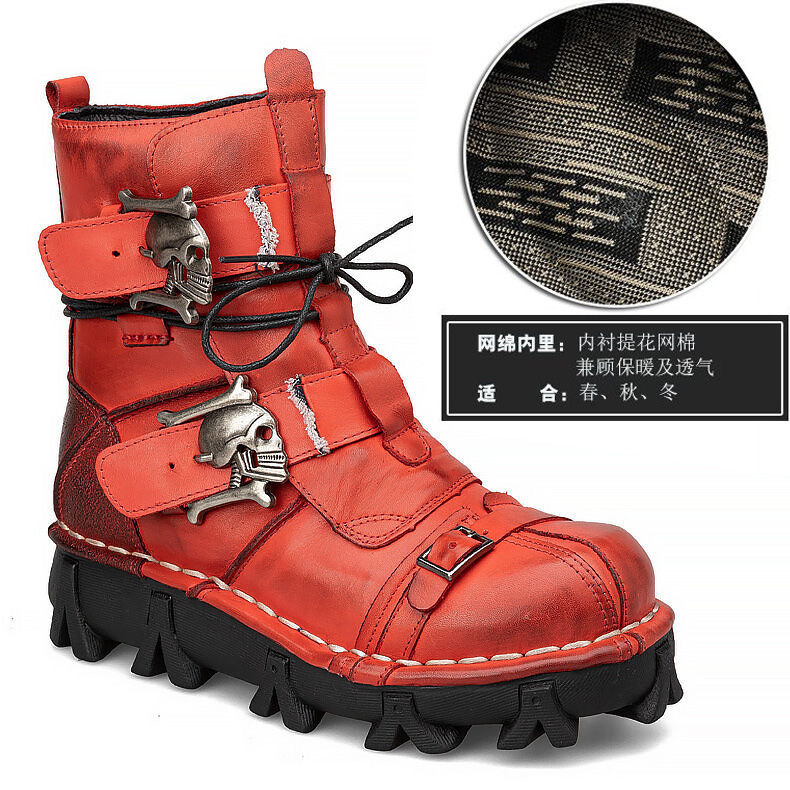 Cráneo botas de trabajo botas de cuero 4748 botas militares marea Martin botas de los hombres más tamaño de cuero botas de vapor punk botas de combate 1809