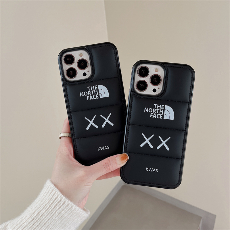 16 North Face X Kaws down Jacket Phone Case 17 Suitable for Apple 14 Pro Max Jacket 13 Shockproof Case 15