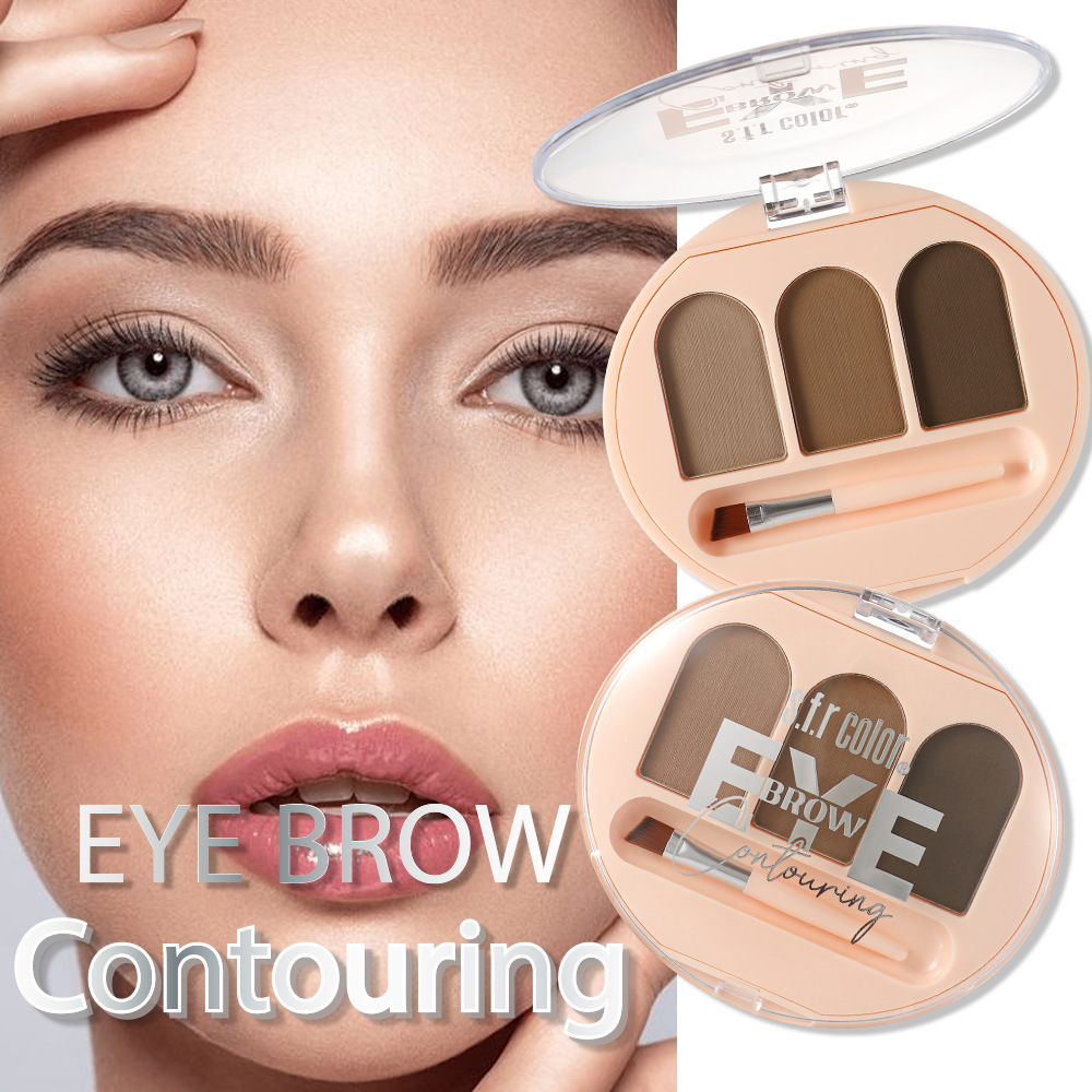 s.f.r color transfronterizo monopolio natural estereoscópico fácil de aplicar maquillaje impermeable sensación de niebla salvaje tres colores cejas polvo con cepillo