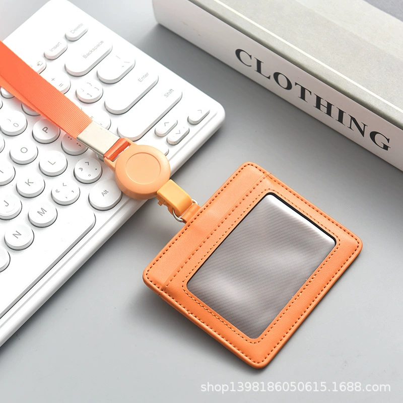 retractable factory brand identity protection cover work ID card holder with lanyard employee badge student ID card ID card