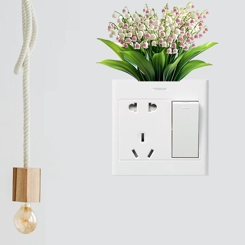 Nuevas flores de orquídea planta de pared interruptor de pegatinas de sala de estar dormitorio decoración del hogar pegatinas autoadhesivas impermeables