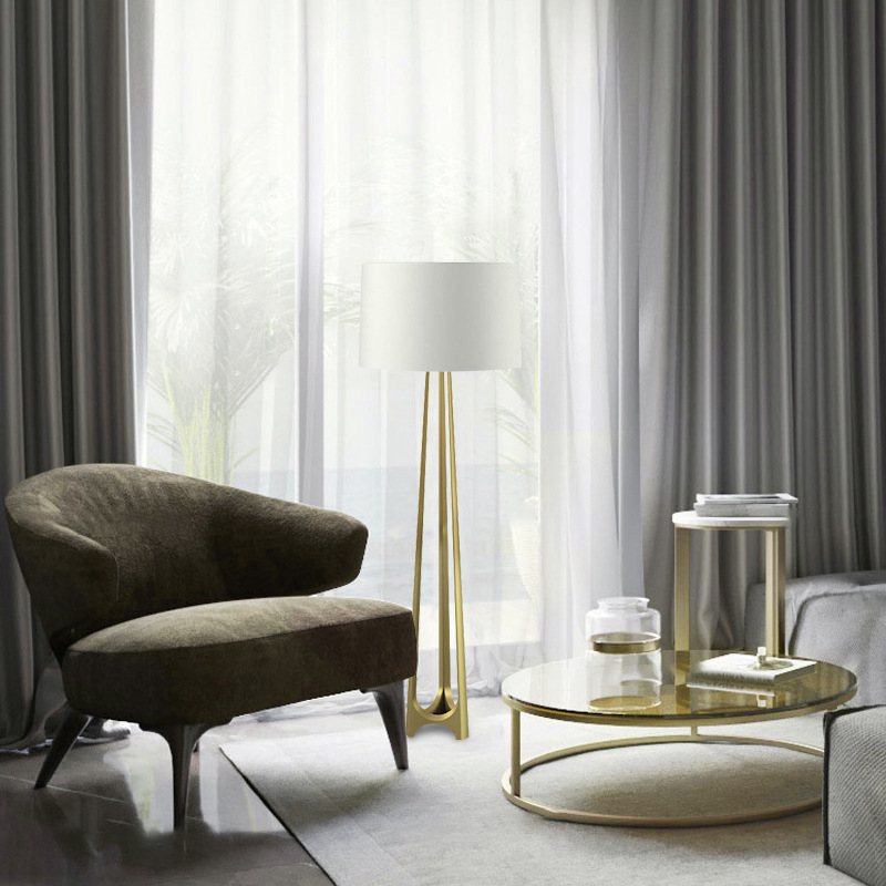 Postmodern Light Luxury,Creative And Simple,Nordic Model Room,Bedroom,Study,Personalized Golden Floor Lamp Next To The Sofa In The Living Room