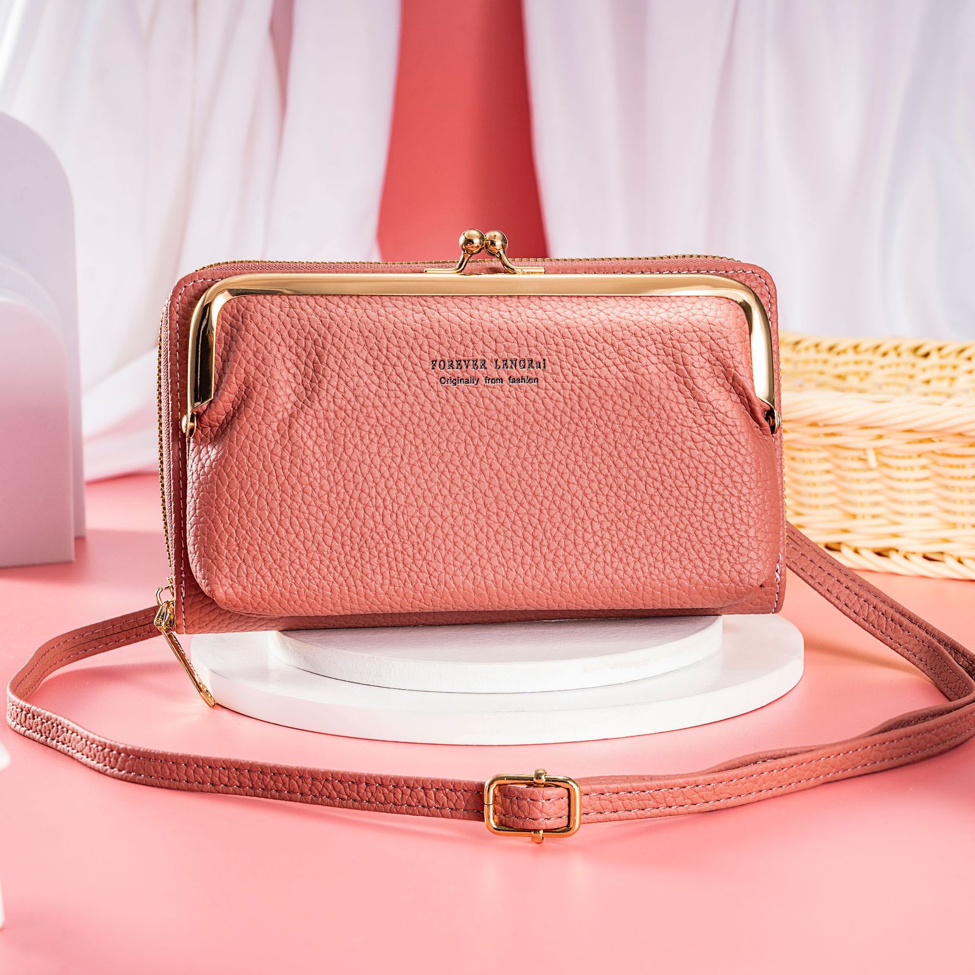 2023 creativo nueva moda estilo coreano hombro crossbody bolsa de gran capacidad de las mujeres de larga cartera macaron teléfono móvil bolsa