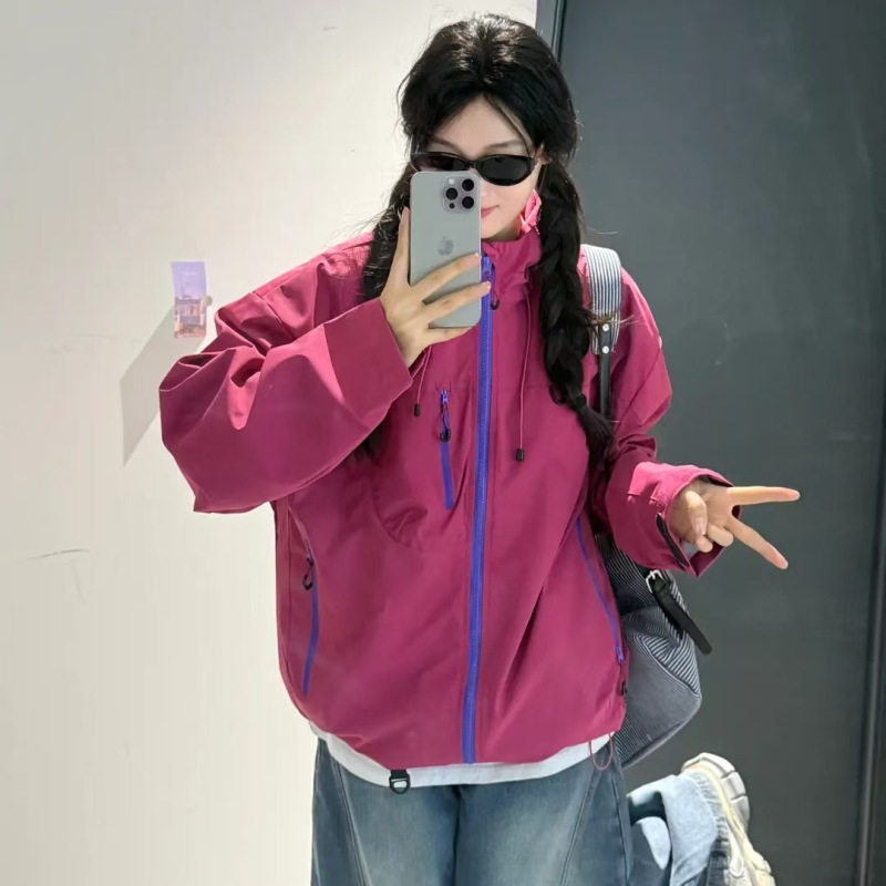 多巴胺户外软壳冲锋衣男女款秋季徒步骑行登山服情侣工装夹克外套|undefined