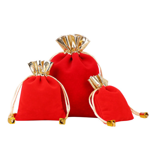 Gold-Trimmed Velvet Gift Bag, Jewelry Pouch, Accessory Packaging Bag, Bead Bag, Decorative Bag, Gold-Lined Velvet Furry Gift Bag