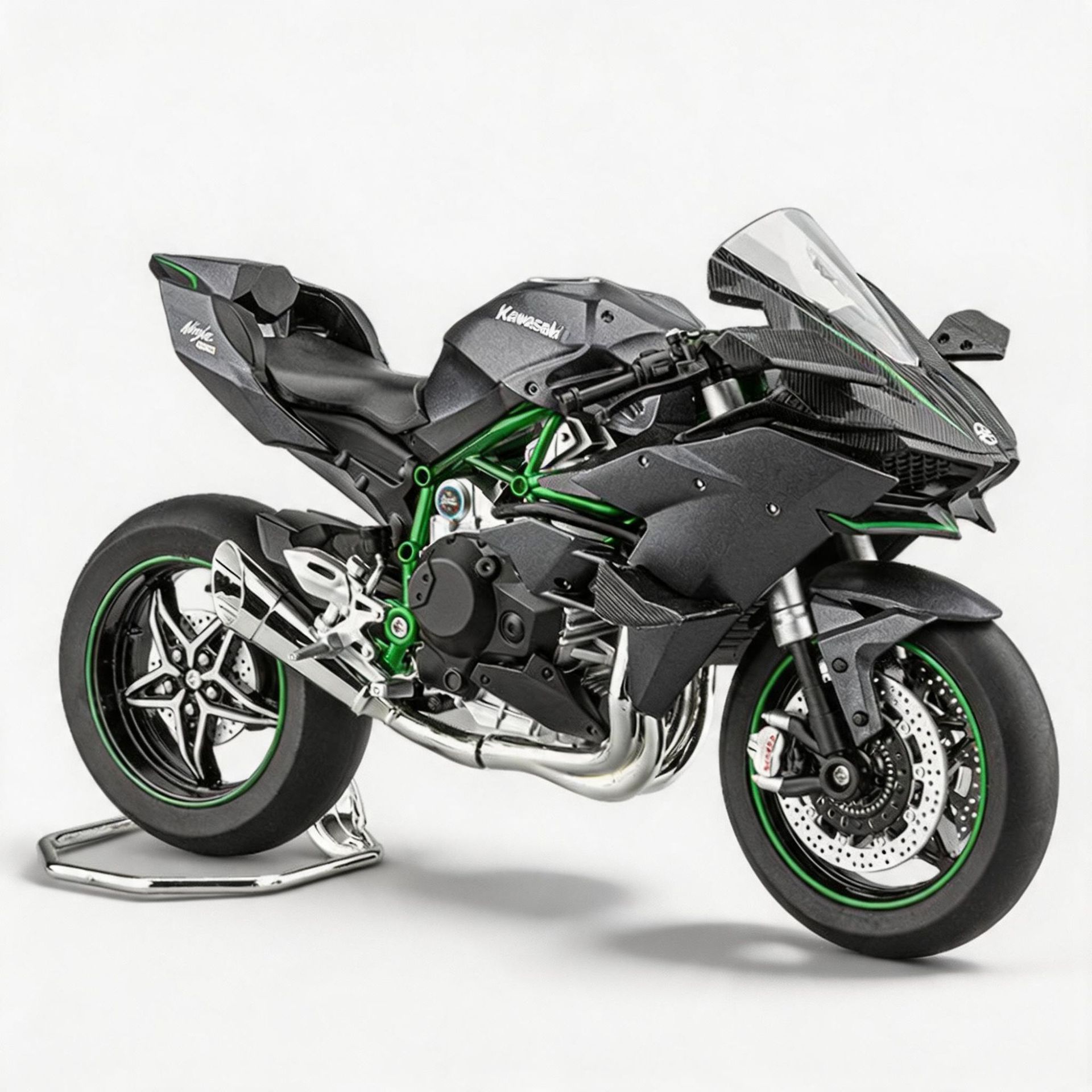 Auténtico 1: 9 Kawasaki H2R aleación de motocicleta luces de dirección estática decoración de mesa de estudio