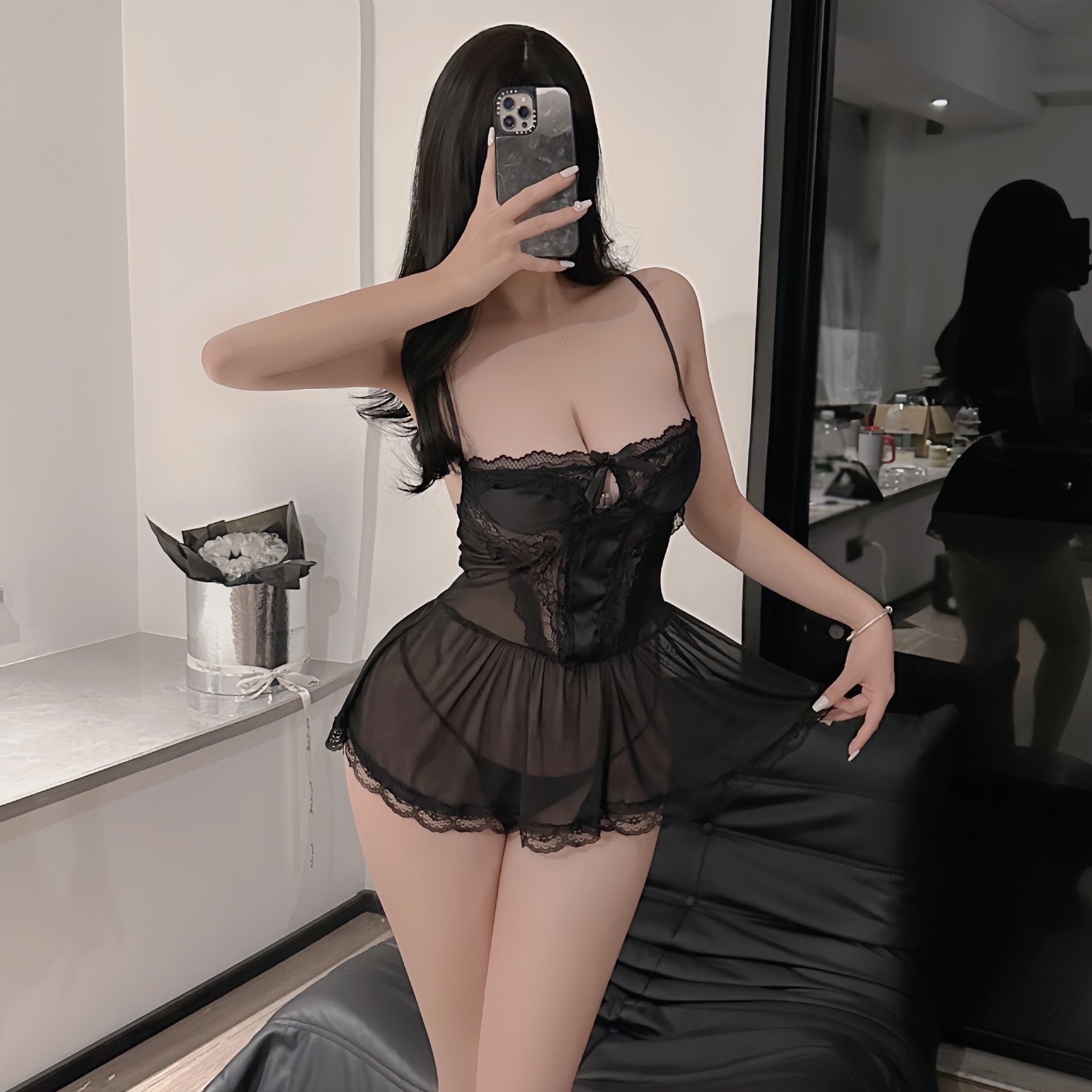 1201 블랙 슬립 스커트