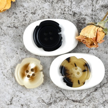 缺口设计不规则树脂纽扣经典大衣毛衣扣复古经典琥珀色百搭黑扣子