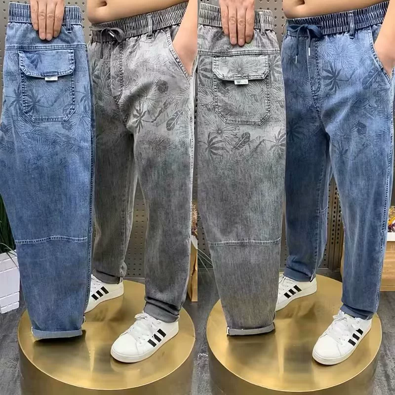 Джинсы мужские прямые свободные Гонконгский Стиль повседневные брюки свободные брюки