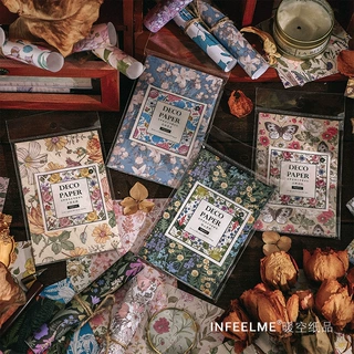 Infeel.me素材包 花野萦风系列 韩系轻复古手帐装饰打底纸 4款