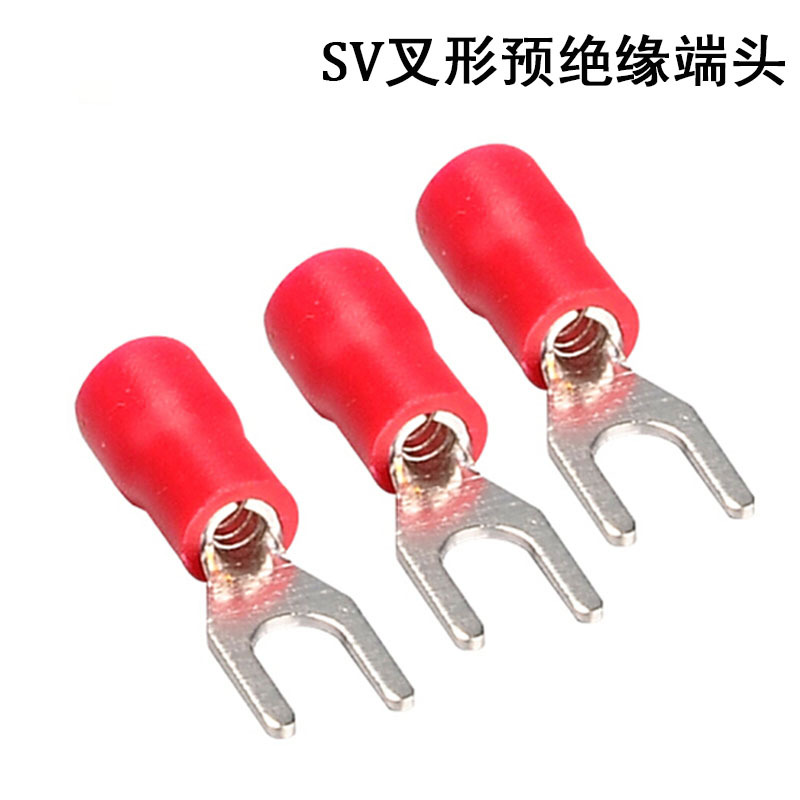 SV cross-type pre-insulated terminal U-shaped cold crimping splice SV2-4 copper wire ear Y-type copper spade connector