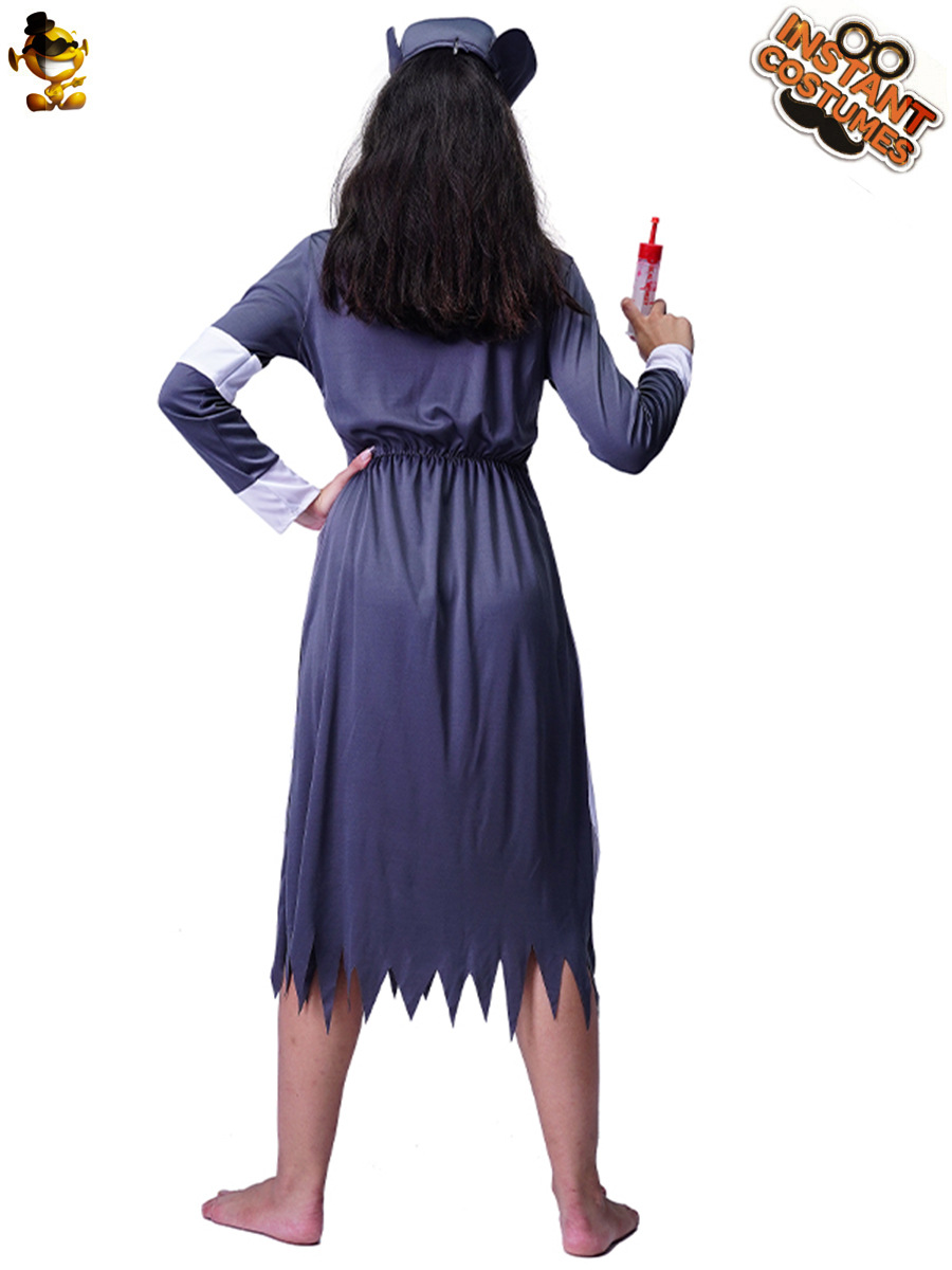 Traje de Halloween de las mujeres Zombie mancha de sangre traje de enfermera Zombie chica doctor fiesta traje de rendimiento de la etapa