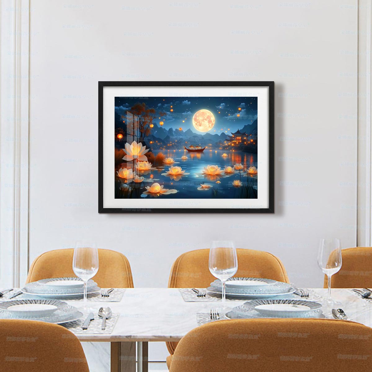 [Tela de algodón importada] Mona Lisa Royal Punto de cruz Noche estrellada Linterna de loto Tour con luna Nueva sala de estar Bordado hecho a mano image 3