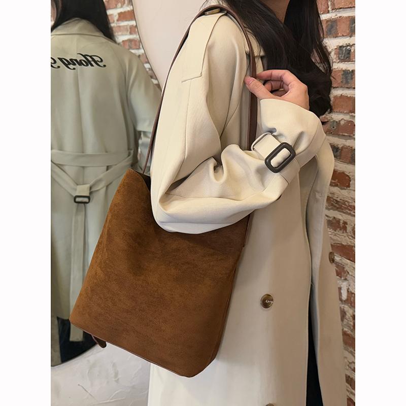 Retro Matte Suede Underarm Bucket Bag For Women, Large Capacity Leopard Print Shoulder Crossbody Bag, Niche Commuter Mother-Daughter Bag Set - Thumbnail 2